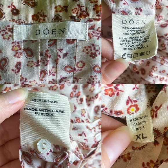 Doen Dress Rosamund Floral Midi Cotton Rust Songbird Paisley XL EUC - Picture 6 of 9